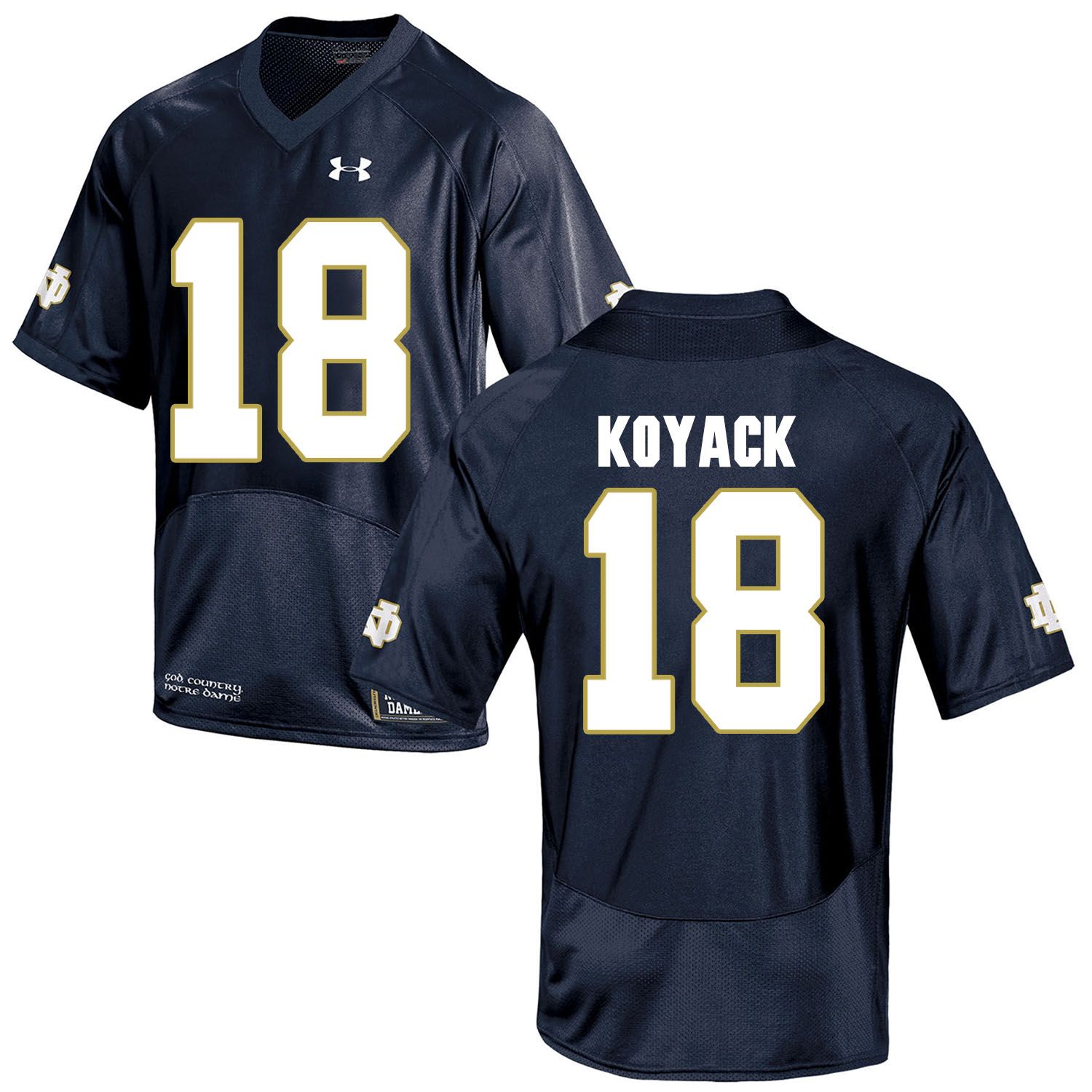 Men Norte Dame Fighting Irish #18 Koyack Navy Blue Customized NCAA Jerseys->customized ncaa jersey->Custom Jersey
